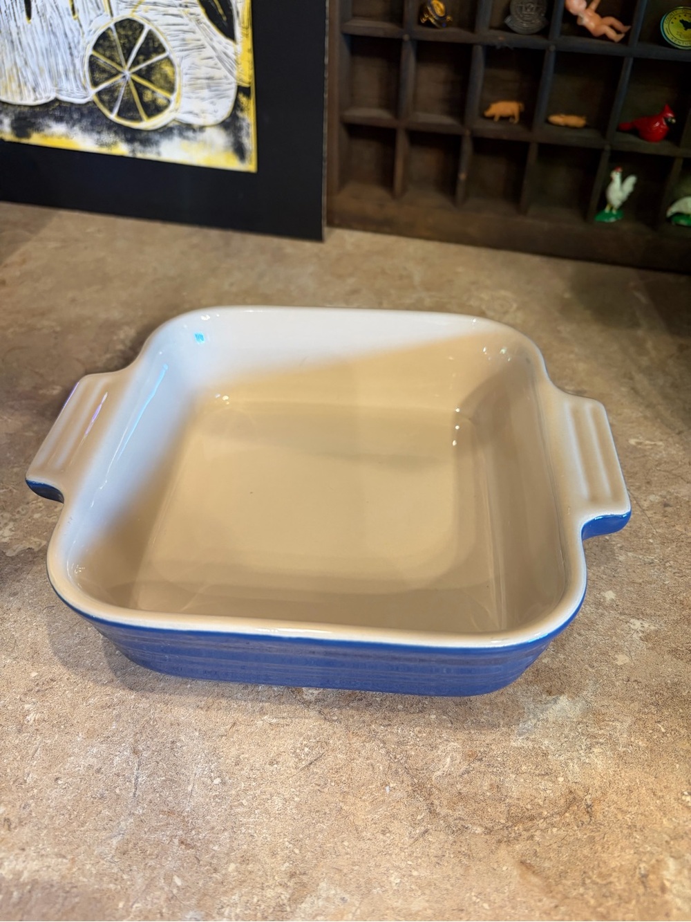 Le Creuset Blue Square Stoneware Baking Dish with Cream Interior